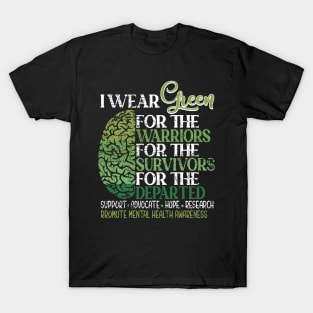 Mental Health Awareness Matters Support I Wear Green Warrior T-Shirt